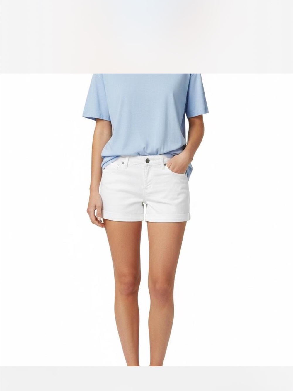 PAIGE White Jimmy Jimmy Denim Cuffed Shorts